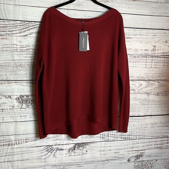 Lafayette 148 New York Sweater Womens Oversized scarlet Wool Knit New burgundy - Picture 5 of 10